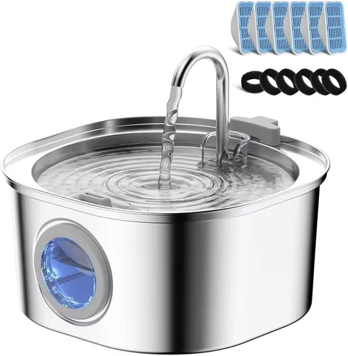 Vista 14 de PEKTACO Fuente de Agua para Gatos de Acero Inoxidable, Dispensador de Agua para Gatos de 3.2L/108oz con Bomba de Agua Ultra Silenciosa y Ventana
