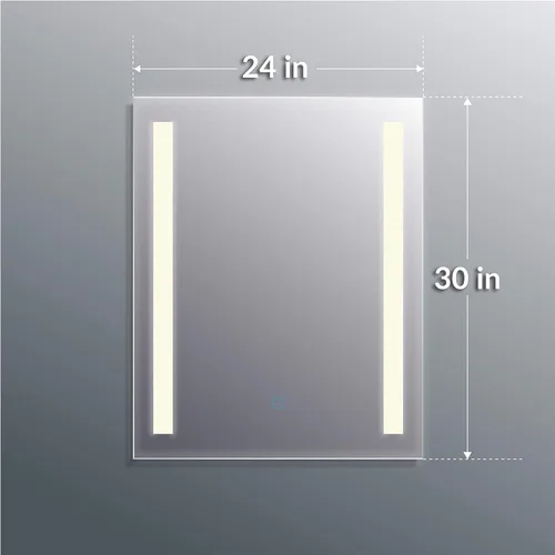 Vista 4 de Homewerks 100163 - Espejo de baño LED de 24 x 30 pulgadas, montaje en pared, sin marco, antiniebla, luz regulable, 800 lúmenes, blanco brillante