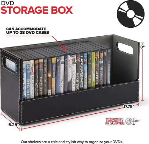 Vista 2 de Stock Your Home caja de almacenamiento de DVD, organizador de estante de películas para Blu-Ray, estuches de videojuegos, CDs, soporte para cintas