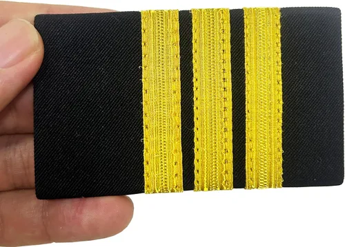 Vista 4 de 1 par de charreteras de piloto de aerolíneas profesionales tradicionales aviadores capitán uniforme con rayas doradas