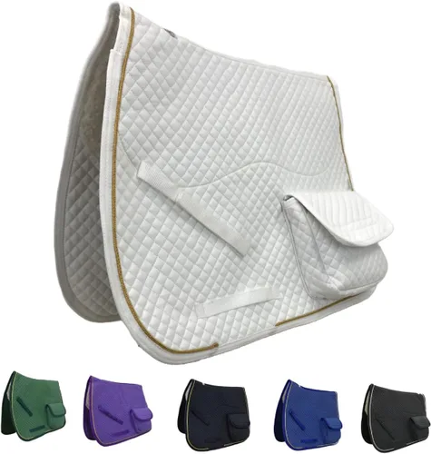 Vista 3 de Derby Originals Dressage and Australian Saddle Pad with Storage Pockets and Half Fleece Lining for Horses Negro