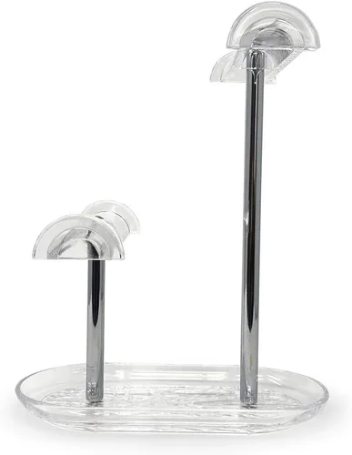 Vista 3 de Isaac Jacobs 2 niveles de acrílico transparente para collar y pulsera 1025 pulgadas de alto y 525 pulgadas de alto organizador de cadena colgante