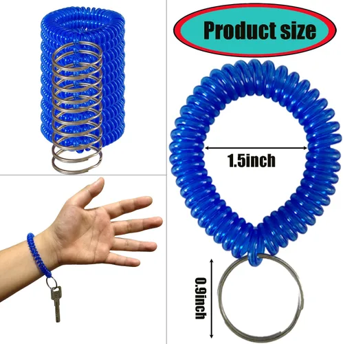 Vista 2 de Colorido llavero de bobina de muñeca pulsera en espiral llavero pulsera titular de la llave para piscina gimnasio identificación insignia