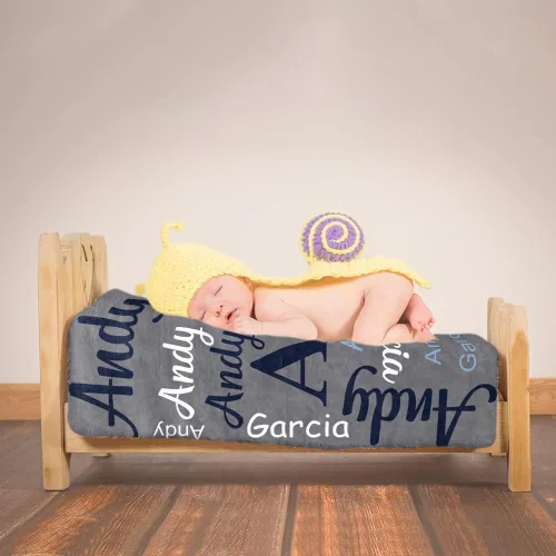 Vista 4 de Yoke Style Mantas de bebé personalizadas para bebés niñas/niños, manta de envolver con nombre personalizado, regalos para recién nacidos, niños