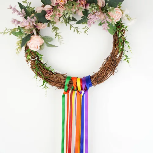 Vista 4 de Cinta de satén arco iris multicolor de 3/8 pulgadas, surtido de 6 rollos de cinta delgada de arco iris para envolver, tarjeta de invitación, Arco