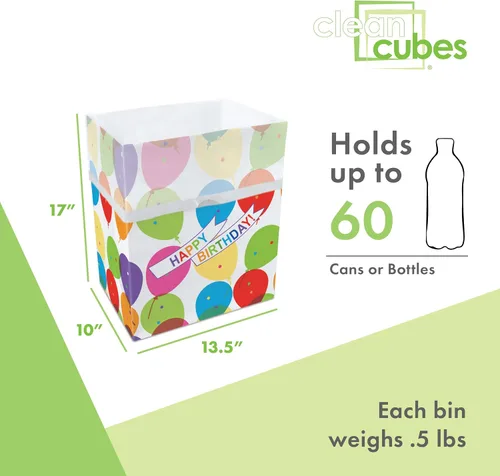 Vista 4 de Clean Cubes Botes de basura desechables de 13 galones (paquete de 3) con bolsas bajas, contenedores plegables de basura y reciclaje para fiestas