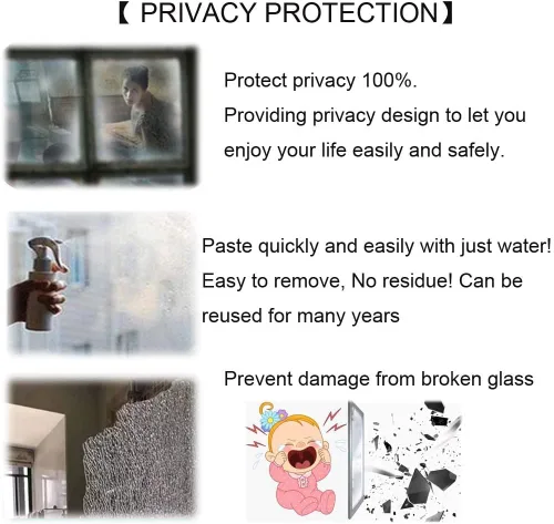 Vista 7 de Película de privacidad para ventana, calcomanías de vidrieras esmeriladas, autoadhesivas, a prueba de rayos UV, adhesivo de ventana de vidrio