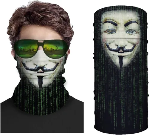 Vista 8 de Anonymous - Polaina para el cuello, reutilizable y lavable, antipolvo, pasamontañas ligero sin costuras