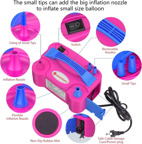 Vista 6 de IDAODAN - Kit de arco de globos y bomba de globos, soporte de arco de globos con bomba eléctrica de globos, arco de guirnalda ancho ajustable