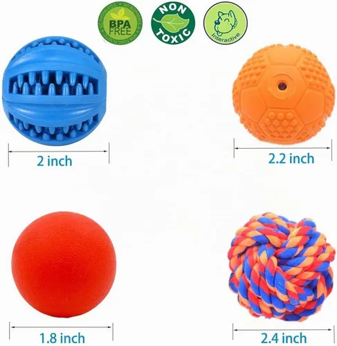 Vista 6 de Volacopets Pelotas para cachorros, paquete con diferentes funciones y juguetes de dentición para perros pequeños, bolas chirriantes para perros