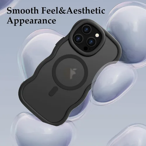 Vista 6 de Pepmune - Funda para iPhone 12 Pro Max con marco ondulado y estructura rígida, color mate claro, cubierta trasera unisex, compatible con Magsafe