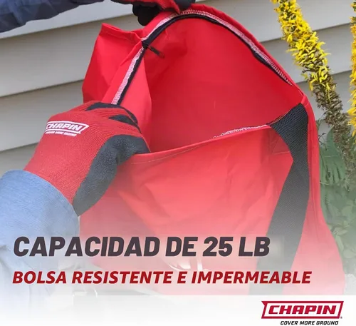 Vista 4 de Chapin 84700A - Esparcidor de semillas profesional de mano de 25 libras con bolsa impermeable, engranajes cerrados, deflector trasero, correa