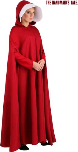 Vista 2 de Disfraz de cuento de criada para mujer, con capucha, capa roja, traje de Halloween