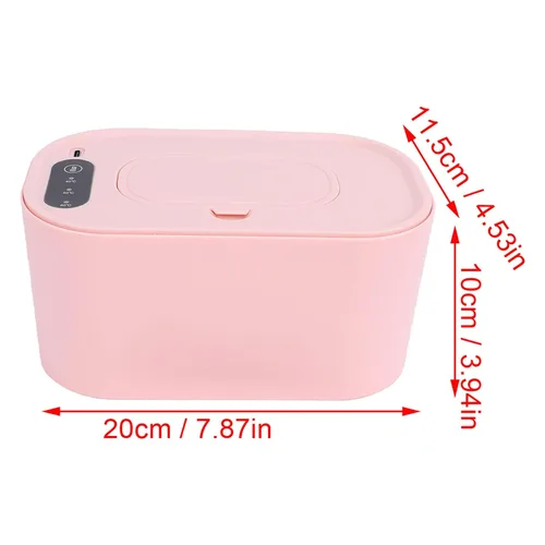 Vista 2 de Baby Wet Wipes Warmer Dispenser Top Heating Wipe Warmer Holder Holds 80 Wipes with 3 Indicator Lights (Roseate)