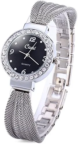 Vista 2 de Eleoption - Reloj de pulsera de malla de cristal para mujer