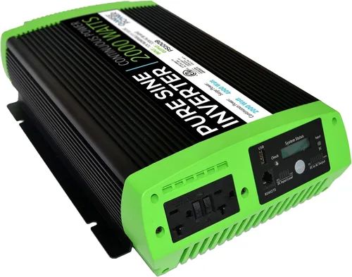 Vista 2 de GoWISE Power Inversor de onda sinusoidal pura PS1009 de 2000 W continuo de 4000 W de sobretensión con pantalla LCD digital, negro/verde