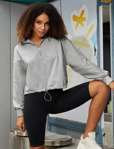Vista 3 de Yeokou Sudadera corta para mujer, con media cremallera, manga larga, para entrenamiento