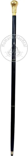 Vista 3 de Réplica de Bat Masterson latón perilla mango bastón, oro, 37 pulgadas