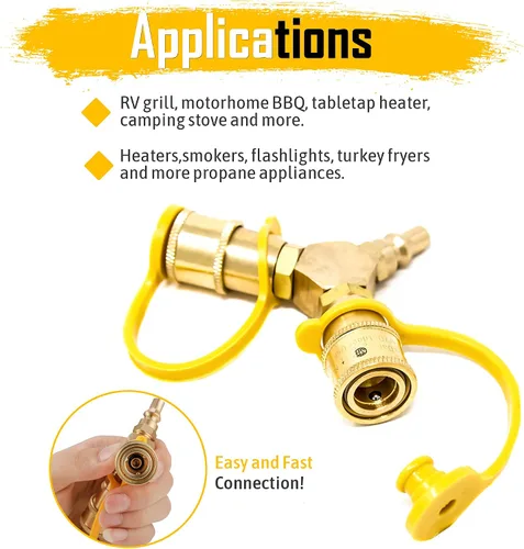 Vista 3 de Gas One Adaptador divisor en Y de propano de conexión rápida de 1/4 pulgadas para remolque de RV y manguera de propano de conexión rápida Conéctate