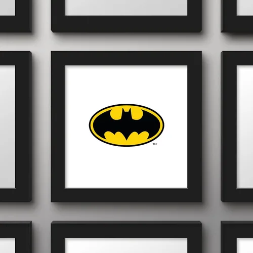 Vista 2 de Trends International Gallery Pops DC Comics Batman - Póster de pared con símbolo de Batman, 12 x 12 pulgadas, versión enmarcada en negro
