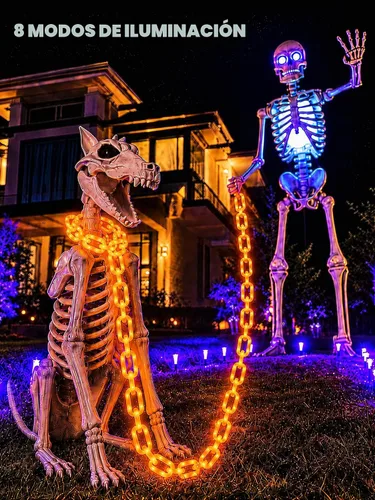 Vista 5 de Cadena de luces de Halloween con batería de 10 pies, 160 LED, color naranja