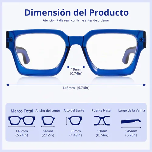 Vista 5 de YDAOWKN Gafas de bloqueo de luz azul de gran tamaño para mujer, marco rectangular, moda elegante, preppy antifatiga ocular