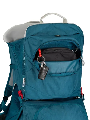 Vista 9 de Osprey Poco SLT Mochila Portabebés Ligera - Portabebés de Senderismo Compacto para Niños Pequeños con Arnés de Seguridad, Parasol y Panel Posterior