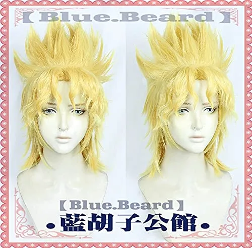 Vista 2 de Peluca de cosplay Dio Brando Cosplay peluca JOJO's Bizarre Adventure Anime dorado resistente al calor pelo sintético Halloween juego de rol fiesta +
