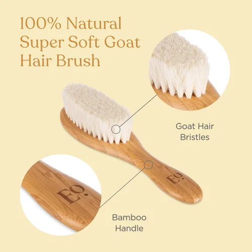 Vista 4 de ELLAOLA Juego de cepillo y peine de bambú natural, 3 piezas - Cepillo para costra láctea, cepillo de masaje para el cabello, peine de bambú
