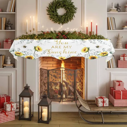 Vista 6 de Funda para bufanda de chimenea de eucalipto, girasol, mantel superior, bufanda para Navidad, Halloween, Acción de Gracias, otoño, decoración