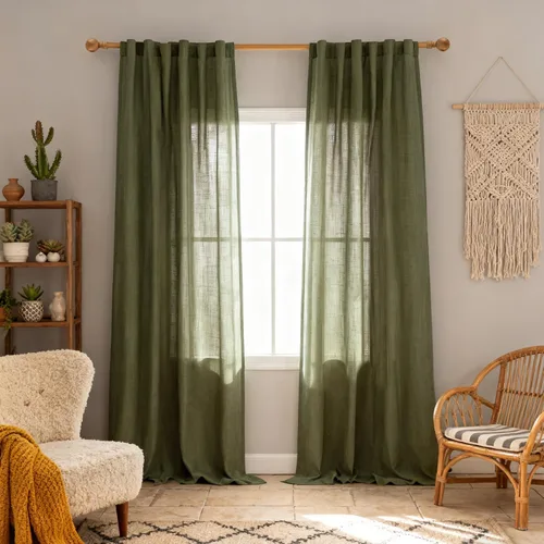 Vista 51 de MYSKY HOME Cortinas naturales de puerta francesa para ventana de puerta, 40 pulgadas de largo, cortas, semitransparentes, filtrantes de luz