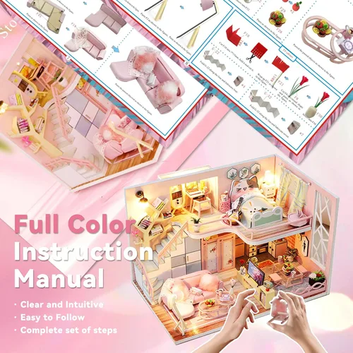 Vista 8 de Flever Casa de Muñecas en Miniatura Kit DIY para Casa Creativa con Muebles para Regalo Romántico de San Valentín (Historias de Flores)