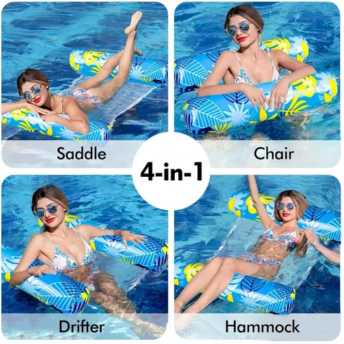 Vista 2 de Inflatable Pool Floats Adult，5 Pack Multi-Purpose Pool Float Water Hammock，Pool Float Chair-Swimming Pool Raft，Pool Hammock Floaties for Adults