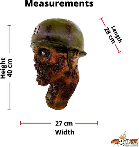 Vista 4 de Hyfive Capitán Lester Ejército Máscara de Cabeza Zombie Espeluznante Fiesta Disfraz