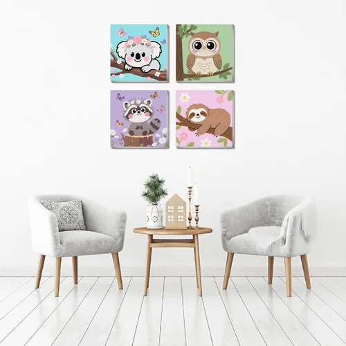 Vista 6 de KYOQFVN Kit de pintura por números para niños, pintura enmarcada por números para niños, pintura acrílica al óleo para decoración de pared del hogar