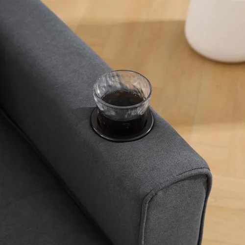 Vista 7 de Sofá cama plegable con soporte para tazas, sofá cama plegable con bolsillo lateral, sofá cama futón convertible para invitados
