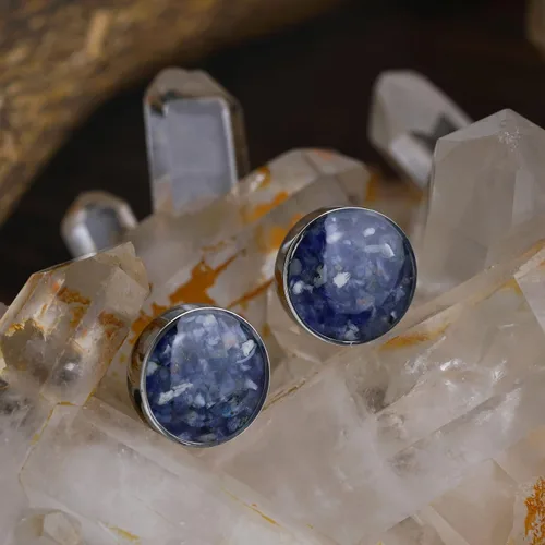 Vista 8 de Lauren-Spencer Aretes redondos de piedra preciosa para mujer, delicados aretes de piedra de malaquita y sodalita de color turquesa, hipoalergénicos