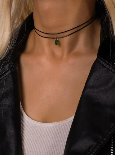 Vista 3 de Sacina Gargantilla gótica gótica, estilo hippie, estilo hippie, de piel sintética, delicada, negra, regalo de joyería para mujeres y niñas