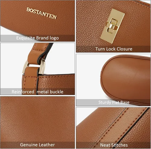 Vista 5 de BOSTANTEN - Bolsos de cuero al hombro tipo balde para mujer