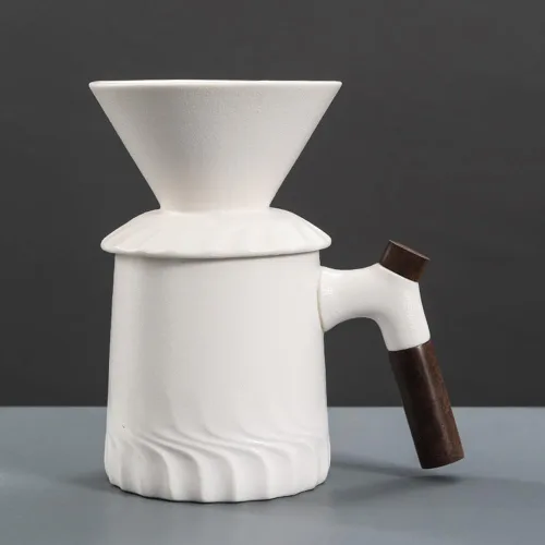 Vista 12 de Juego de cafetera negra hecha a mano, jarra de café de cerámica a prueba de calor ACM01B