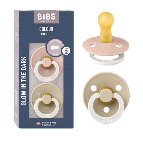Vista 23 de BIBS - Paquete de 2 chupetes para bebés, goma natural libre de bisfenol A, hechos en Dinamarca, colección Colour, para bebés de 18+ meses, azul bebé