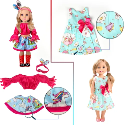 Vista 2 de WONDOLL American 10 Conjuntos de ropa de muñeca de 14/14.5 pulgadas