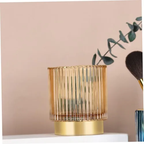 Vista 4 de Soporte para brochas de vidrio, organizador de maquillaje duradero para pinceles, bolígrafos, diseño elegante de taza para el hogar, almacenamiento