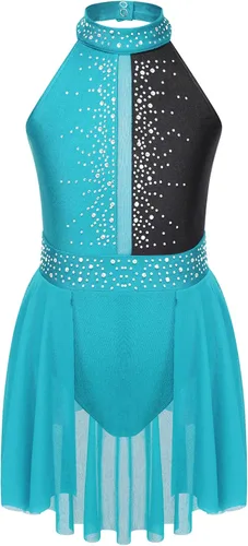 Vista 31 de CHICTRY Kids Girls Sparkly Rhinestone Ballet Gymnastics Leotards Modern Lyrical Dance Costume