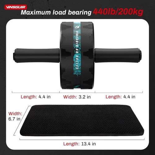 Vista 8 de VINSGUIR Ab Roller Wheel, Abs & Core Workout Equipment for Home Gym with Knee Pad Accessories, Abdominal Wheel for Full-body Strength Training