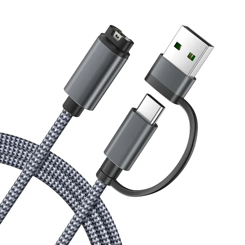 Vista 10 de Itramax - Cable de carga 2 en 1 para Garmin Watch de 4 pies, cable de alimentación de carga para Garmin Fenix 8 E 7 7X 7S 6 5 5X 5S Solar
