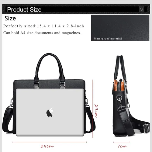 Vista 6 de FSDWG Bolsa de negocios de cuero para portátil de hombro