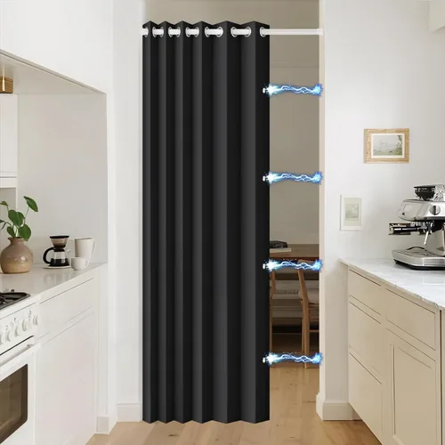 Vista 2 de Cortinas plisadas completamente opacas con cierre magnético, 72 pulgadas de largo, para interiores y exteriores, 1 panel, 45 pulgadas de ancho x 72