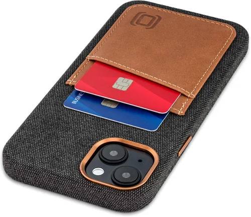 Vista 11 de Dockem Funda de tela para iPhone 13 con placa de metal integrada para montaje magnético, cartera de piel auténtica cosida con 2 ranuras para tarjeta