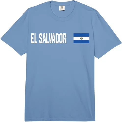 Vista 6 de EL Salvador National Flag Retro Distressed Patriotic Comfort Colors Adult Heavyweight T-Shirt